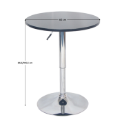 Barový stôl s nastaviteľnou výškou, čierna, priemer 60 cm, BRANY 2 NEW