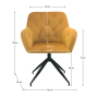 Otočná stolička, horčicová Velvet látka/čierna, VELEZA NEW