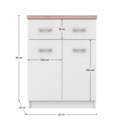 Komoda 2D1S/60, biela/dub sonoma, TOPTY TYP 41