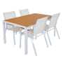 Záhradný stôl, biela oceľ/dub, BONTO