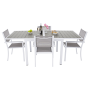Záhradný rozkladací stôl, biela oceľ/sivá, DORIO
