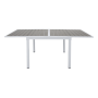 Záhradný rozkladací stôl, biela oceľ/sivá, DORIO