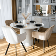 Jedálenský stôl, biely mramor/MDF, priemer 120 cm, MAHIR TYP 1
