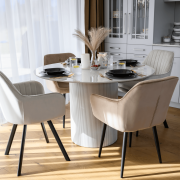 Jedálenský stôl, biely mramor/MDF, priemer 120 cm, MAHIR TYP 1