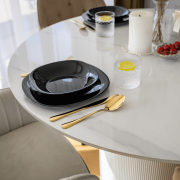 Jedálenský stôl, biely mramor/MDF, priemer 120 cm, MAHIR TYP 1