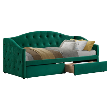 Posteľ s úložným priestorom, 90x200, zelená Velvet látka, ZASKA