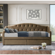 Posteľ s úložným priestorom, 90x200, hnedá Velvet látka, ZASKA