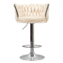 Dizajnová barová stolička, béžová Velvet látka/chróm, BRIN