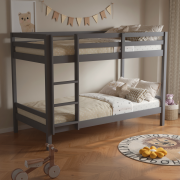 Poschodová posteľ, 90x200, masívne drevo, sivá, INEZA