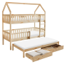 Montessori poschodová posteľ s prístelkou, prírodná, VENITA TYP 1