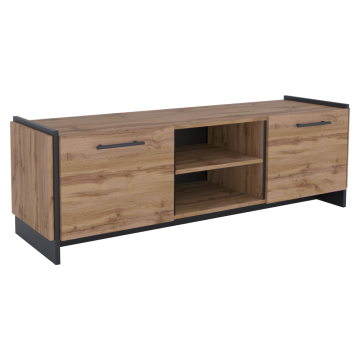 TV stolík, dub wotan/čierna, AMONI 2D
