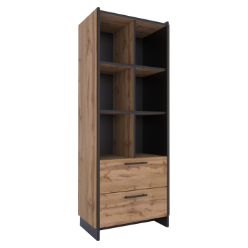 Otvorený regál, dub wotan/čierna, AMONI 2S