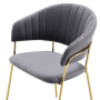 Dizajnové jedálenské kreslo, sivohnedá Velvet látka/gold chróm zlatý, DASMIN TYP 1