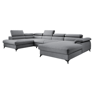 Rozkladacia sedacia súprava, sivá, ľavá, POLY ROH U