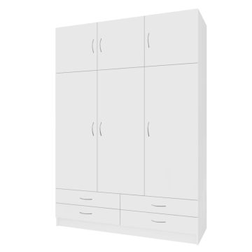 Šatníková skriňa, trojdverová, biela, GERI NEW