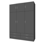 Šatníková skriňa, trojdverová, grafit, GERI NEW