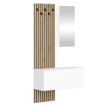 Predsieňová zostava, biela/dub artisan, REBEKA