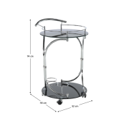 Servírovací stolík, čierne sklo/chróm, VESNA