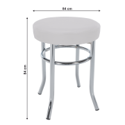 Taburet, ekokoža biela/chróm, IRENA