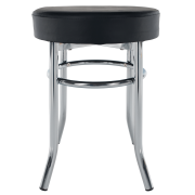 Taburet, ekokoža čierna/chróm, IRENA