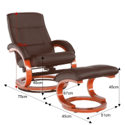 Relaxačné polohovacie kreslo, tmavohnedá, RYAN