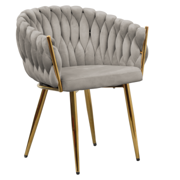 Jedálenské kreslo, sivohnedá Taupe Velvet látka/gold chróm zlatý, DEILA