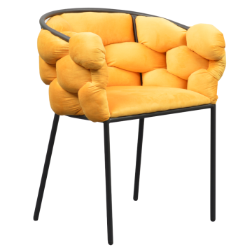 Jedálenské kreslo, žltá Velvet látka/čierna, DOROTA