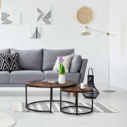 Konferenčné stolíky, set 2 ks, orech/čierna, CIRKO