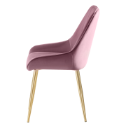 Jedálenská stolička, ružová Velvet látka/gold chróm-zlatý, PERLIA