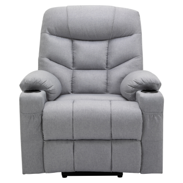 Masážne polohovacie kreslo, svetlosivá, HUDSON