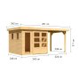 drevený domček KARIBU LAHAR 3,5 + prístavok 240 cm (12132) natur LG4421