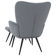 Kreslo s podnožou, sivá Velvet látka/čierna, HABEN