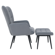 Kreslo s podnožou, sivá Velvet látka/čierna, HABEN