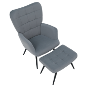 Kreslo s podnožou, sivá Velvet látka/čierna, HABEN