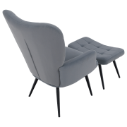 Kreslo s podnožou, sivá Velvet látka/čierna, HABEN