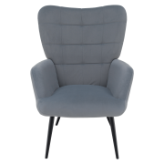 Kreslo s podnožou, sivá Velvet látka/čierna, HABEN