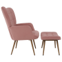 Kreslo s podnožou, ružová Velvet látka/dub, HABEN