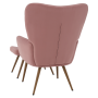 Kreslo s podnožou, ružová Velvet látka/dub, HABEN
