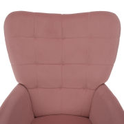 Kreslo s podnožou, ružová Velvet látka/dub, HABEN