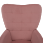 Kreslo s podnožou, ružová Velvet látka/dub, HABEN