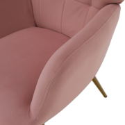 Kreslo s podnožou, ružová Velvet látka/dub, HABEN