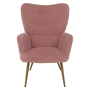 Kreslo s podnožou, ružová Velvet látka/dub, HABEN