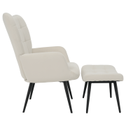 Kreslo s podnožou, biela Velvet látka/čierna, HABEN