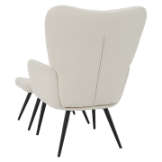 Kreslo s podnožou, biela Velvet látka/čierna, HABEN