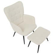 Kreslo s podnožou, biela Velvet látka/čierna, HABEN