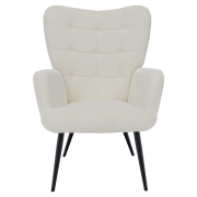 Kreslo s podnožou, biela Velvet látka/čierna, HABEN