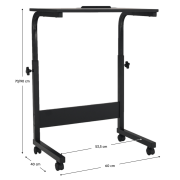 Nastaviteľný PC stôl s kolieskami, čierna, WESTA