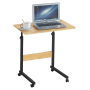 Nastaviteľný PC stôl s kolieskami, dub/čierna, JUSTUS