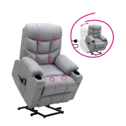 Masážne polohovacie kreslo, svetlosivá, HUDSON