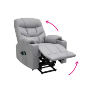 Masážne polohovacie kreslo, svetlosivá, HUDSON